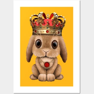 Cute Royal Bunny Wearing Crown Posters and Art